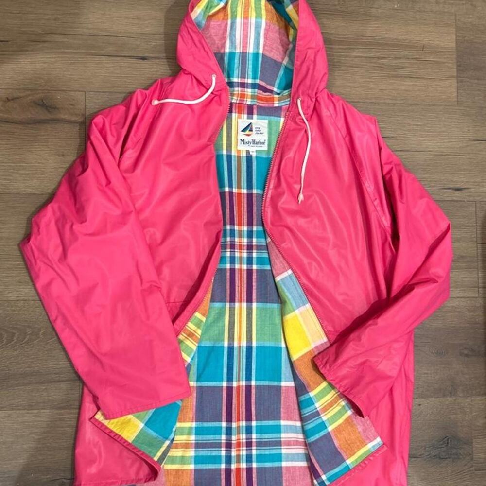 Vintage Misty Harbor Pink Rainbow Plaid Rain Jacket - Size XL